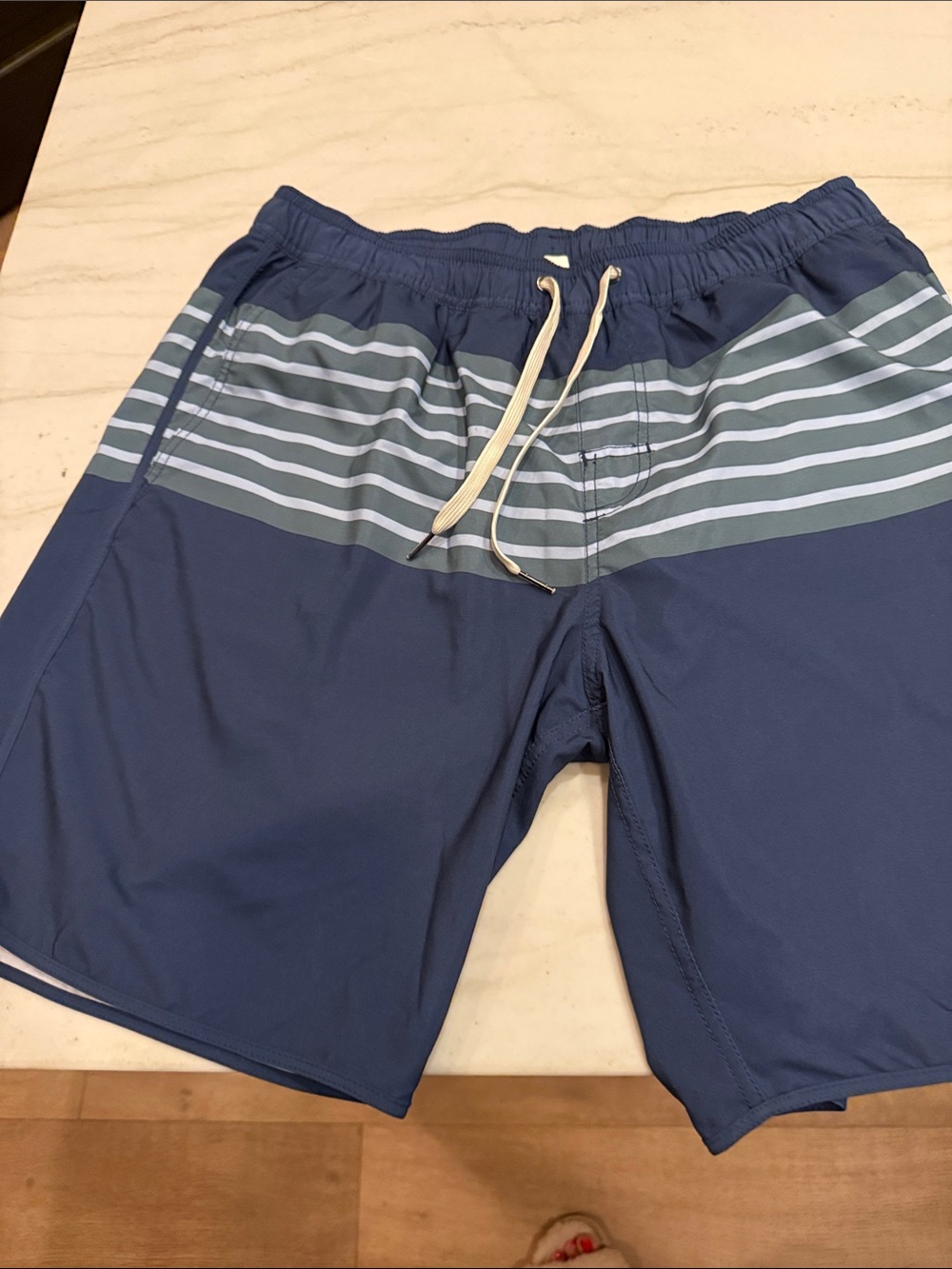 Men's Blue Striped Swim Trunks